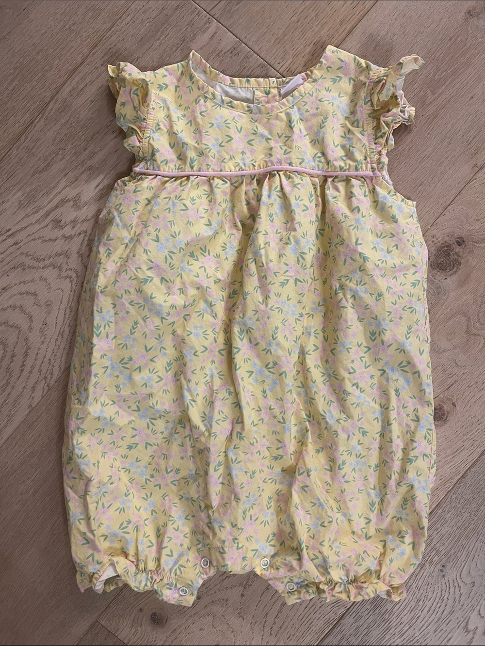 STITCHY FISH girls yellow floral romper size 3T